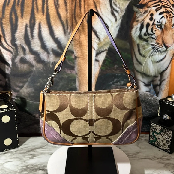 Coach 1491 tan signature print with fish and purple suede - Picture 5 of 11